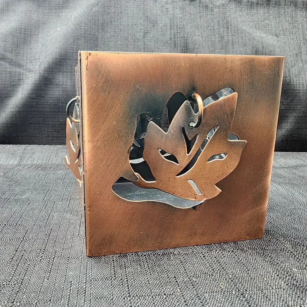 Autumn Leaf Tealight Votive  Candle Holder Copper Tone  Fall Harvest Decor